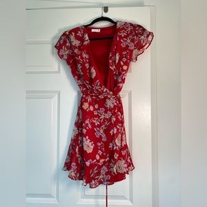Lush Red Floral Wrap Sundress